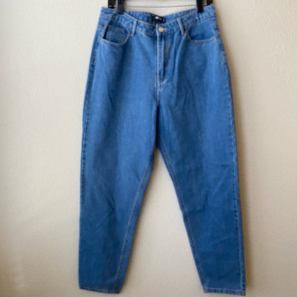 Missguided Blue Riot High Waisted Mom Jeans Medium wash denim size 10R